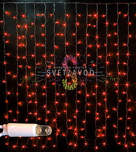 Светодиодный дождь 2х1,5м, красный, фиксинг, белый ПВХ, 220В, IP65, Rich Led