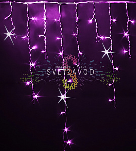 Светодиодная бахрома Айсикл, 3х0,9м, мерцающая, 220В, розовая, прозрачный ПВХ, IP54, Rich Led