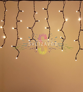 Светодиодная бахрома Айсикл, 4,8х0,6м, фиксинг, 24В, теплая белая, черный каучук, IP65, без блока