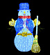 Акриловая фигура 3D Снеговик с метлой, 200 см, 4664 LED, 24В, с трансформатором