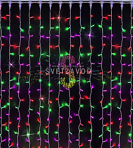 Светодиодный дождь 2х9м, мульти RGP, мерцающий, WF, белый ПВХ, 220В, IP65, Rich Led