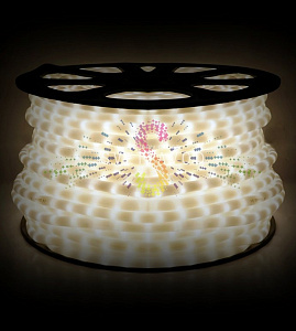 Светодиодный дюралайт, Ø 13мм, 220В, 2W, 36 led/м, фиксинг, теплый белый, 100м, молочный, Rich Led