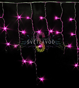 Светодиодная бахрома Айсикл, 3х0,5м, мерцающая, 220В, розовая, прозрачный ПВХ, IP54, Rich Led