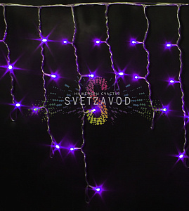 Светодиодная бахрома Айсикл, 3х0,5м, мерцающая, 220В, фиолетовая, прозрачный ПВХ, IP54, Rich Led