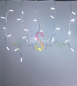 Светодиодная бахрома Айсикл, 4,8х0,6м, фиксинг, 220В, белая, белый каучук, IP65, с блоком