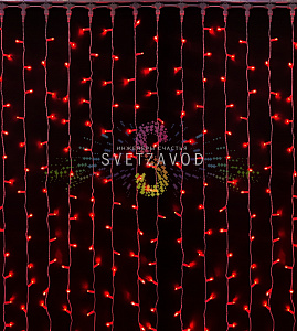 Светодиодный дождь 2х6м, красный, фиксинг, белый ПВХ, 220В, IP65, Rich Led