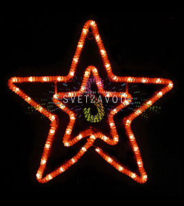 Светодиодная звезда 55х54см, красная, мерцающая, красный Flash, 60 LED, 220B, IP65