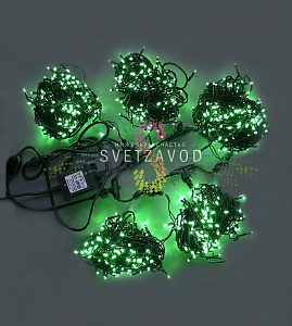 Клип Лайт Спайдер, 24В, 5 нитей по 20м, зеленый, мерцающий, WF, черный ПВХ, IP54