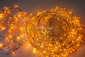 Клип Лайт 12В, мерцающий, YF, желтый, 667 LED, 100м, прозрачный ПВХ, с защитным колпачком, IP64
