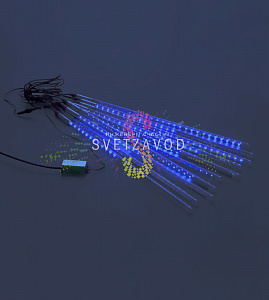 Гирлянда Тающие сосульки, синяя, 10х50см, шлейф 4,5м, 12В, 540LED, IP65, с блоком питания