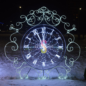 Светодиодная фигура "Часы", 250 см, белая, синяя