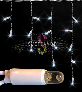 Бахрома Айсикл, 3х0,5м, мерцающая, 220В, белая, черный каучук, IP65, Rich Led