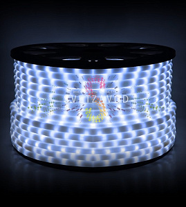 Светодиодный дюралайт, Ø 13мм, 220В, 2W, 36 led/м, фиксинг, белый, шаг 1м, 100м, молочный, Rich Led