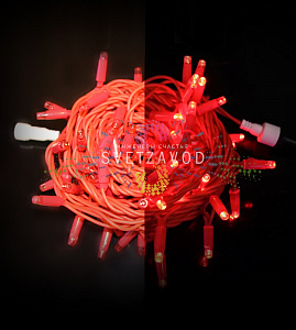 Гирлянда-нить Стринг Лайт, 24В, фиксинг, красная, 10м, красная резина, IP65, Rich Led