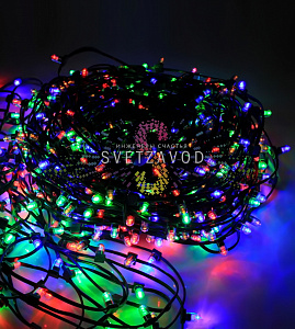 Клип Лайт 12В, фиксинг, мульти, 666 LED, 100м, темно-зеленый ПВХ, с защитным колпачком, IP64