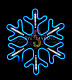 Светодиодная Снежинка, 40см, синяя, неон, с эффектом тающих сосулек, 220В, IP65
