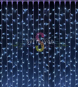 Светодиодный дождь 2х9м, белый, фиксинг, белый ПВХ, 220B, IP65, Rich Led