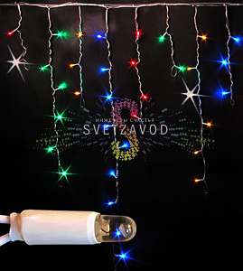 Бахрома Айсикл, 3х0,9м, мерцающая, 220В, мульти RGBY, белый ПВХ, IP65, Rich Led