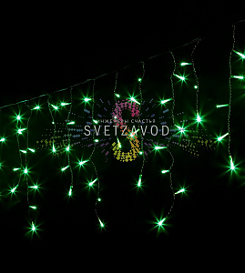 Светодиодная бахрома Айсикл, 3х0,5м, фиксинг, 220В, зеленая, черный ПВХ, IP54, Rich Led