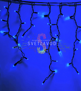 Светодиодная бахрома Айсикл, 4,8х0,6м, фиксинг, 220В, синяя, черный каучук, IP65, с шнуром