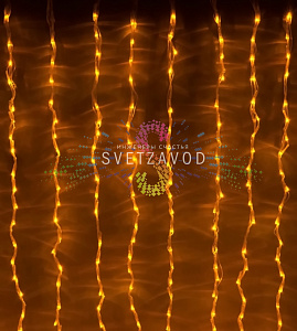 Светодиодный дождь с контроллером, 2,4х3,6м, желтый, чейзинг, прозрачный ПВХ, 220В, IP54