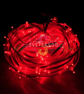 Клип Лайт 12В, фиксинг, красный, 135 LED, 20м, прозрачный ПВХ, с защитным колпачком, IP65