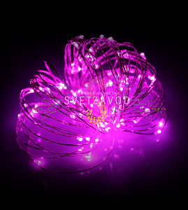 Гирлянда Роса, 10м, 100 LED, 12В, розовая, IP65, без блока питания