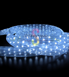 Светодиодный дюралайт, 11х28мм, 220В, 5W, 144 led/м, чейзинг, белый, 50м