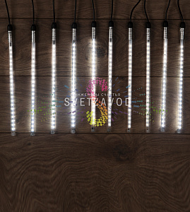 Гирлянда Тающие сосульки, белая, 10х30см, шлейф 10м, 24В, 420LED, IP65, с блоком, Neon-Night