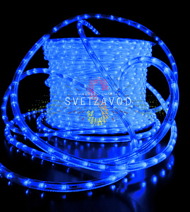 Светодиодный дюралайт, Ø 13мм, 220В, 2W, 36 led/м, фиксинг, синий, шаг 1м, 100м