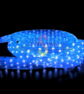 Светодиодный дюралайт, 11х28мм, 220В, 5W, 144 led/м, чейзинг, синий, 50м