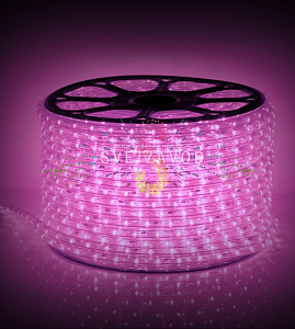 Светодиодный дюралайт, Ø 13мм, 220В, 2W, 36 led/м, фиксинг, розовый, шаг 1м, 100м, Rich Led