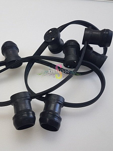 Белт лайт 2W, 220/24В, шаг 41,5см, E27, черный каучук, фиксинг, 100м, влагозащищенный