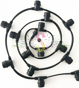 Белт лайт 2W, 220/24В, шаг 20см, E27, черный, фиксинг, 50м, влагозащищенный, Svetzavod 