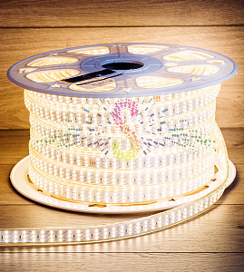 Светодиодная лента Тейп Лайт 276SMD2835, 220В, 20х7,5мм, теплая белая, IP67, 50м, Neon-Night
