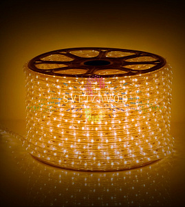 Светодиодный дюралайт, Ø 13мм, 220В, 2W, 36 led/м, фиксинг, желтый, шаг 1м, 100м, Rich Led