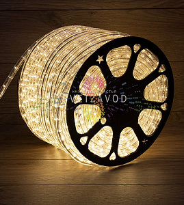 Светодиодный дюралайт, Ø 13мм, 24В, 2W, 36 led/м, фиксинг, теплый белый, шаг 0,42м, 100м, Neon-Night