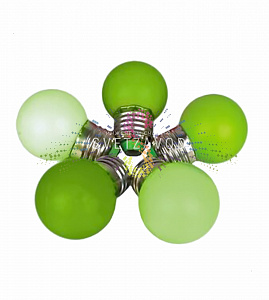 Декоративная лампа, Е27, 5 LED, 2Вт, Ø45мм, зеленая, Rich Led