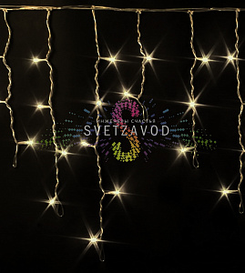 Светодиодная бахрома Айсикл, 3х0,5м, мерцающая, 220В, теплая белая, прозрачный ПВХ, IP54, Rich Led