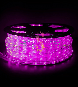 Светодиодный дюралайт, Ø 13мм, 24В, 2W, 36 led/м, фиксинг, розовый, шаг 1м, 100м, Rich Led