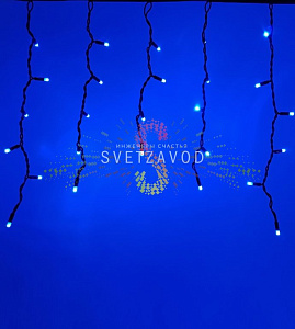 Светодиодная бахрома Айсикл, 4,8х0,6м, мерцающая, 220В, синяя, черный каучук, IP65, без блока 