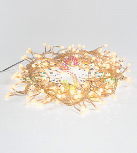 Гирлянда Мишура, 3м, 288 LED, 220В, прозрачный ПВХ, теплая белая, IP20, с контроллером, Neon-Night