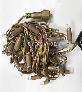 Гирлянда-нить Стринг Лайт, 220В, фиксинг, теплая белая, 10м, бронзовый ПВХ (ДИ), IP65, Rich Led