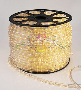 Светодиодный дюралайт, Ø 10мм, 220В, 2W, 24 led/м, фиксинг, теплый белый, 100м, Neon-Night