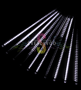 Гирлянда Тающие сосульки, белая, 10х80см, шлейф 10м, 12В, 720LED, IP65, с блоком питания, Rich Led