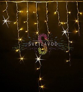 Светодиодная бахрома Айсикл, 3х0,9м, мерцающая, 220В, желтая, прозрачный ПВХ, IP54, Rich Led