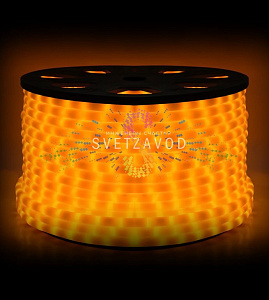 Светодиодный дюралайт, Ø 13мм, 220В, 2W, 36 led/м, фиксинг, желтый, шаг 1м, 100м, молочный, Rich Led