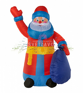 Надувная фигура 3D Дед Мороз с подарком, 180 см, 12В, с компрессором и адаптером, Neon-Night