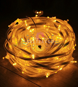 Клип Лайт 12В, фиксинг, желтый, 135 LED, 20м, прозрачный ПВХ, с защитными колпачками, IP65