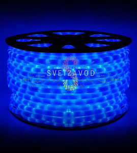 Светодиодный дюралайт, Ø 13мм, 220В, 2W, 36 led/м, фиксинг, синий, шаг 1м, 100м, молочный, Rich Led